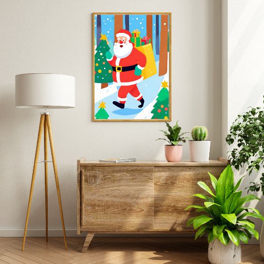 Poster Père Noël Holding présente l'affiche de dessin d'a
