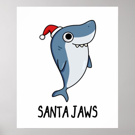 Poster Père Noël Jaws Funny Shark Christmas Pun (Devant)