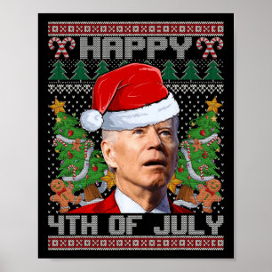 Poster Père Noël Joe Biden Happy 4 juillet Ugly Christmas