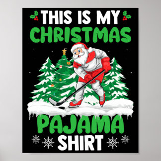 Poster Père Noël jouant au gardien de but de hockey sur g