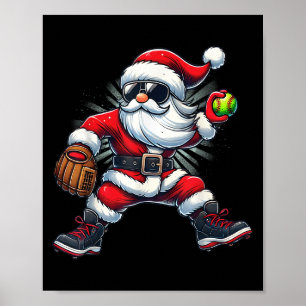 Poster Père Noël Jouant Au Softball Comme Tcher Boys Enfa