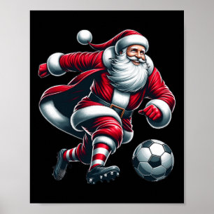 Poster Père Noël Joue Soccer Sport Noël Femmes Hommes Enf