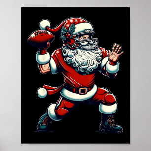 Poster Père Noël Jouer au football américain Christmas Wo