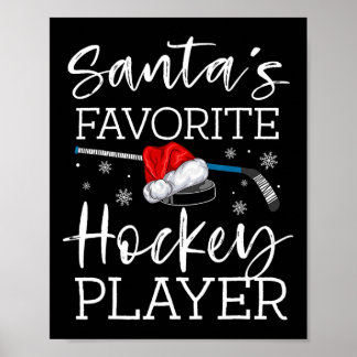Poster Père Noël Joueur de hockey favori Fun Pajama Chris