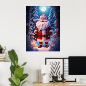 Poster Père Noël joyeux dans une forêt enneigée (Bureau à domicile)
