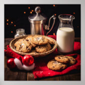 Poster Père Noël Lait et cookies (Devant)