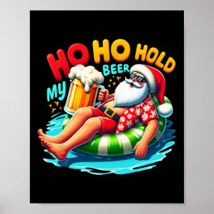 Poster Père Noël lunettes Ho Ho Tiens ma bière Noël en ju