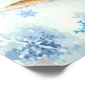 Poster Père Noël Magique Cheval Sleigh Neige Nuit de Noël (Coin)