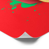 Poster Père Noël Maltais assis sur une boîte cadeau. (Coin)