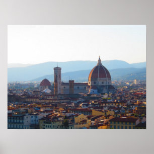 Poster Père Noël Maria del Fiore au coucher du soleil à F