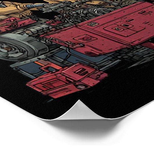 Poster Père Noël Mécanique Noël Funny Atelier Moteur Rep (Coin)