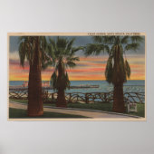 Poster Père Noël Monica, CA - Yacht Harbour et Sunset Vie (Devant)