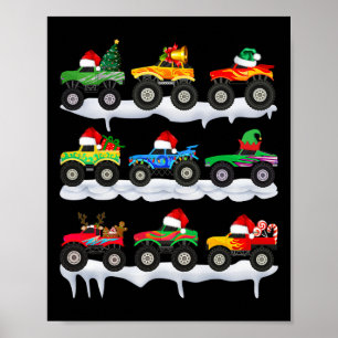 Poster Père Noël Monster Camion Groupe d'équipes de Noël
