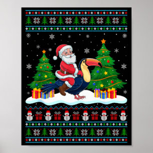 Poster Père Noël montant des toucans lumières de l'arbre