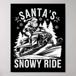Poster Père Noël Motoneige Conduite Motoneige Noël