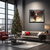 Poster Père Noël Noir Rouge Velvet Elégance