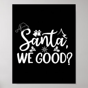 Poster Père Noël Nous Bon Drôle Naughty Ou Jolie Liste No