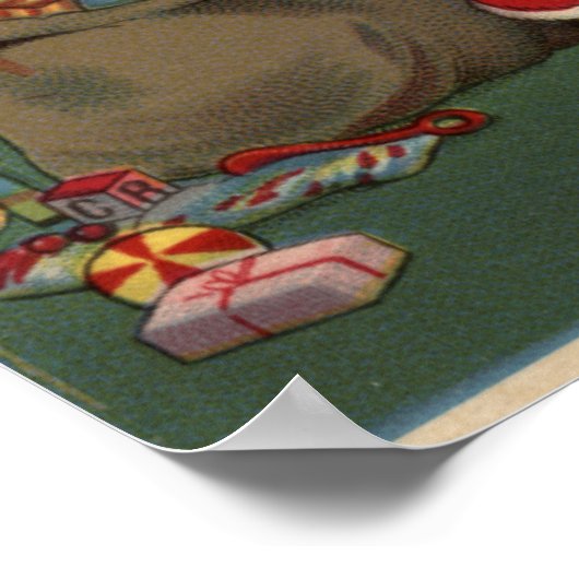 Poster Père Noël observe les enfants qui dorment (Coin)