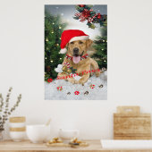 Poster Père Noël Paws du Yellow Lab (Cuisine)