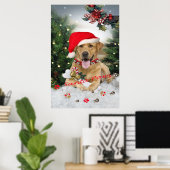 Poster Père Noël Paws du Yellow Lab (Bureau à domicile)