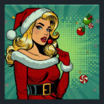 Poster Père Noël Pinup : Pop Art Glam<br><div class="desc">Une pop art ludique sur la pinup classique,  cette blonde glamour roche un costume Père Noël avec un flair vintage. Ses lèvres rouges audacieuses,  sa pop festive et son ambiance rétro apportent une touche moderne et gaie au style pinup de vacances.</div>