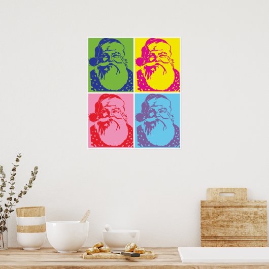 Poster Père Noël Pop art Joyeux Noël (Cuisine)