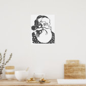 Poster Père Noël Pop art Joyeux Noël gris clair (Cuisine)