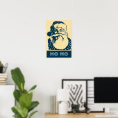 Poster Père Noël Pop art Joyeux Noël Ho Ho (Bureau à domicile)