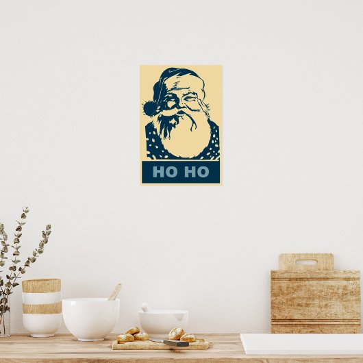Poster Père Noël Pop art Joyeux Noël Ho Ho (Cuisine)