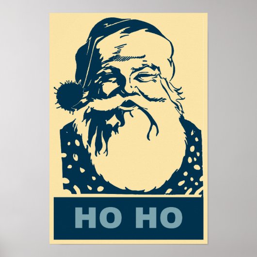 Poster Père Noël Pop art Joyeux Noël Ho Ho (Devant)