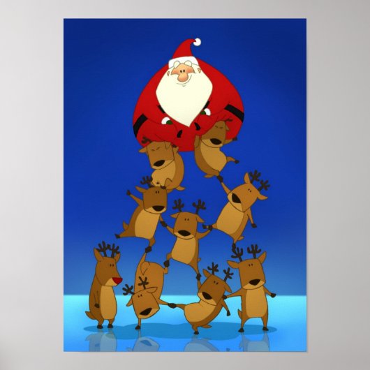 Poster Père Noël & Reindeer (Devant)