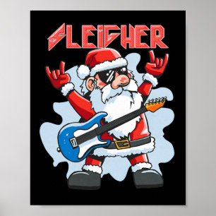 Poster Père Noël Rockeur de Noël Hommes Femmes