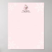 Poster Père Noël rose Joyeux Noël (Devant)