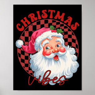 Poster Père Noël rouge ambiance de Noël vintage Père Noël