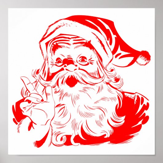 Poster Père Noël Rouge et Blanc Noël (Devant)
