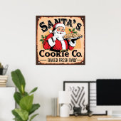 Poster "Père Noël’s Cookie Co." SIGNE VINTAGE (Bureau à domicile)