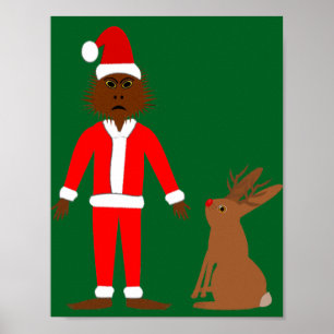 Poster Père Noël Sasquatch et Jackalope Noël