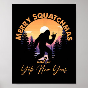 Poster Père Noël Sasquatch Yéti Joyeux Squatchmas Bigfoot