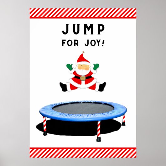 Poster Père Noël sautant sur un trampoline (Devant)