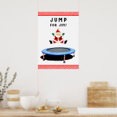 Poster Père Noël sautant sur un trampoline (Cuisine)