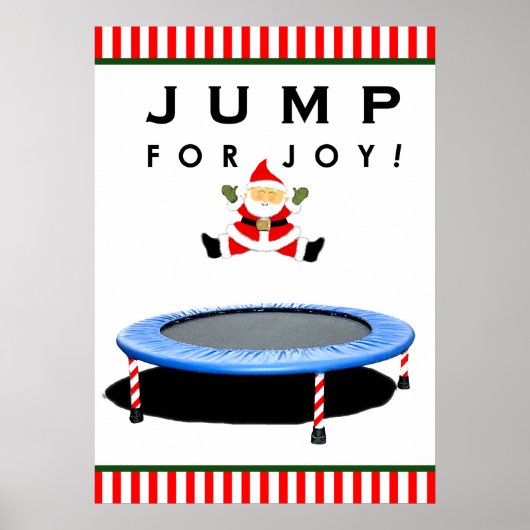 Poster Père Noël sautant sur un trampoline (Devant)
