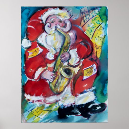 POSTER PÈRE NOËL & SAX, FÊTE DE NOËL (Devant)