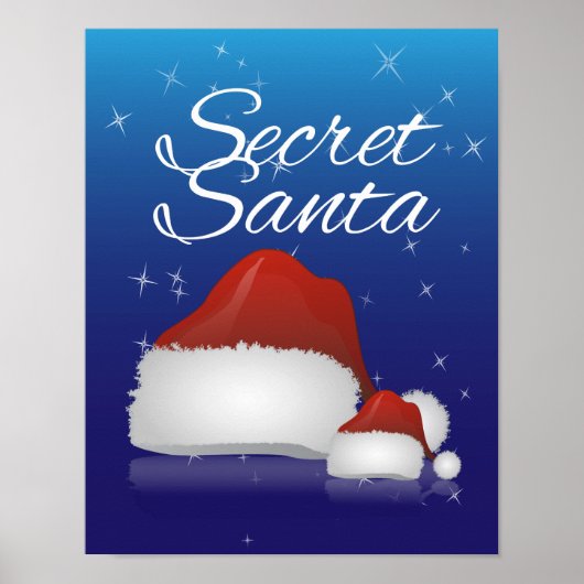 Poster Père Noël Secret, Bleu/Casquette (Devant)
