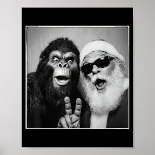 Poster Père Noël Selfie Bigfoot Noël Drôle Sasquat