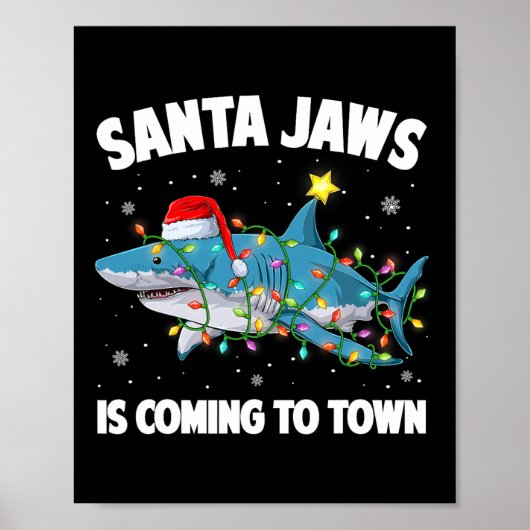 Poster Père Noël Sharkmas Noël Lumières Joyeux Sharkmas N (Devant)