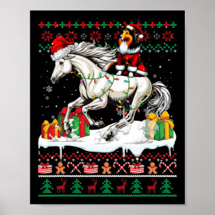Poster Père Noël Sheltie équitation Cheval de Noël Sweate