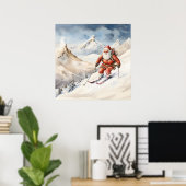 Poster père Noël Skiing (Bureau à domicile)