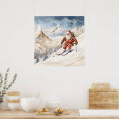 Poster père Noël Skiing (Cuisine)