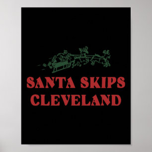 Poster Père Noël Skips Cleveland Père Noël Reindeer Noël