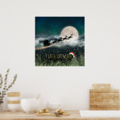 Poster Père Noël Sleigh Reindeer Papier d'affiche de Noël (Cuisine)